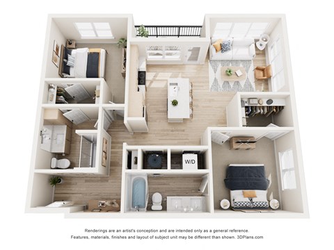 Floor plan for 2 beds, 2 baths, 1120 sqft